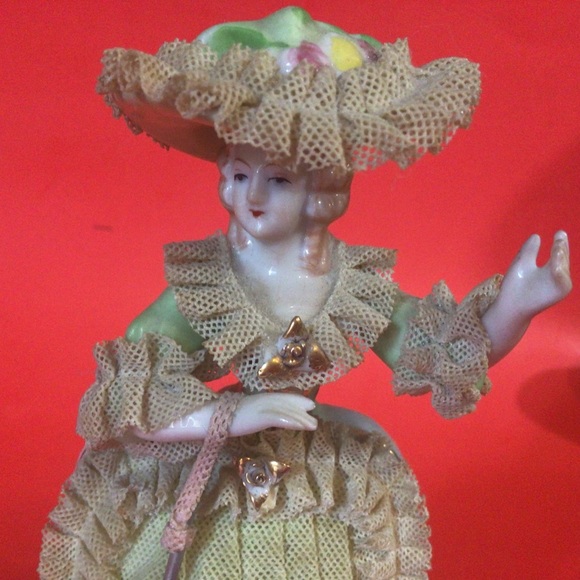 NIPPON YOKO BOEKI DRESDEN STYLE LADY FIGURINE WITH PARASOL 1950,S - Picture 7 of 11